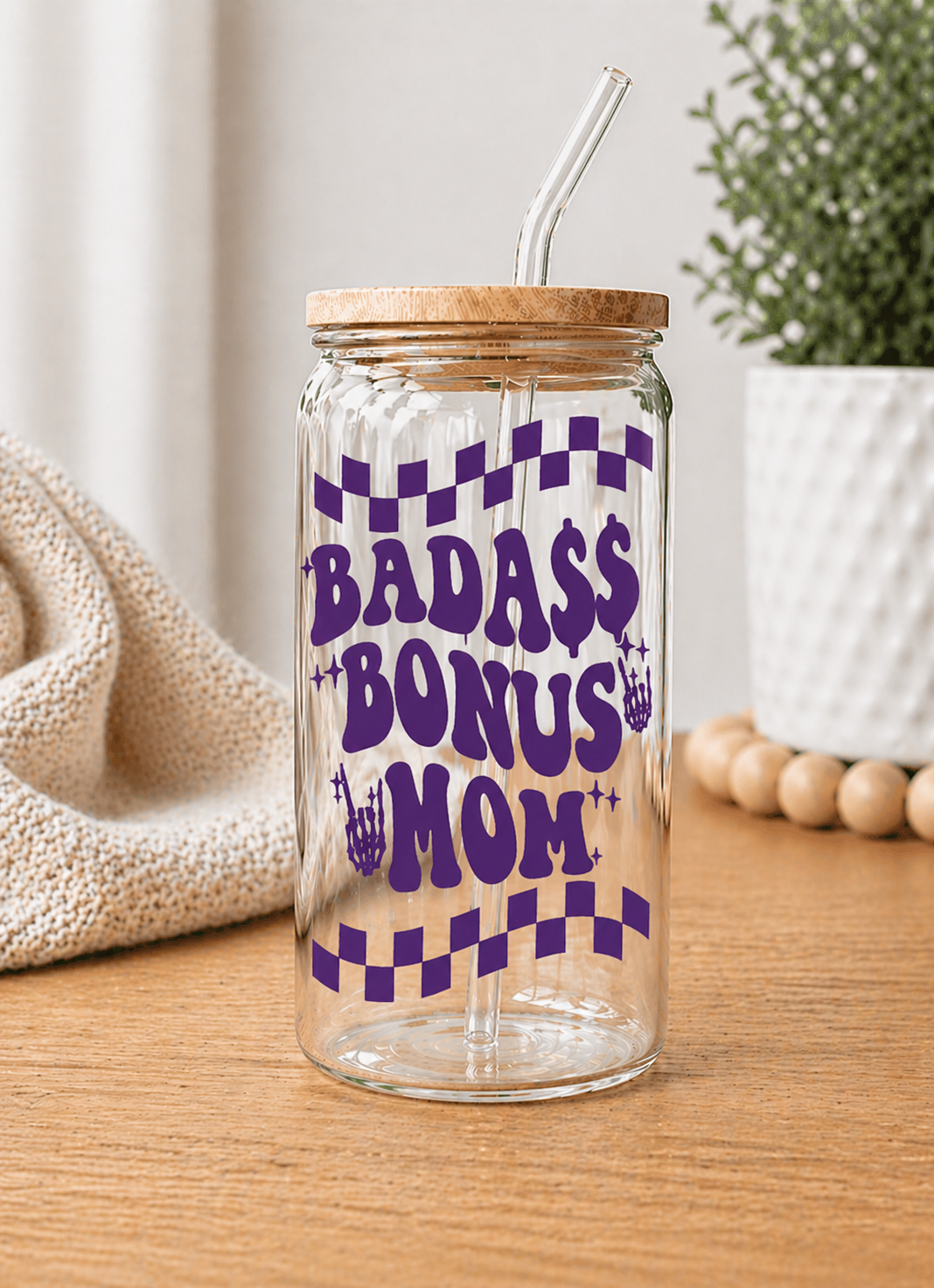 Bonus Mom Glass Cup